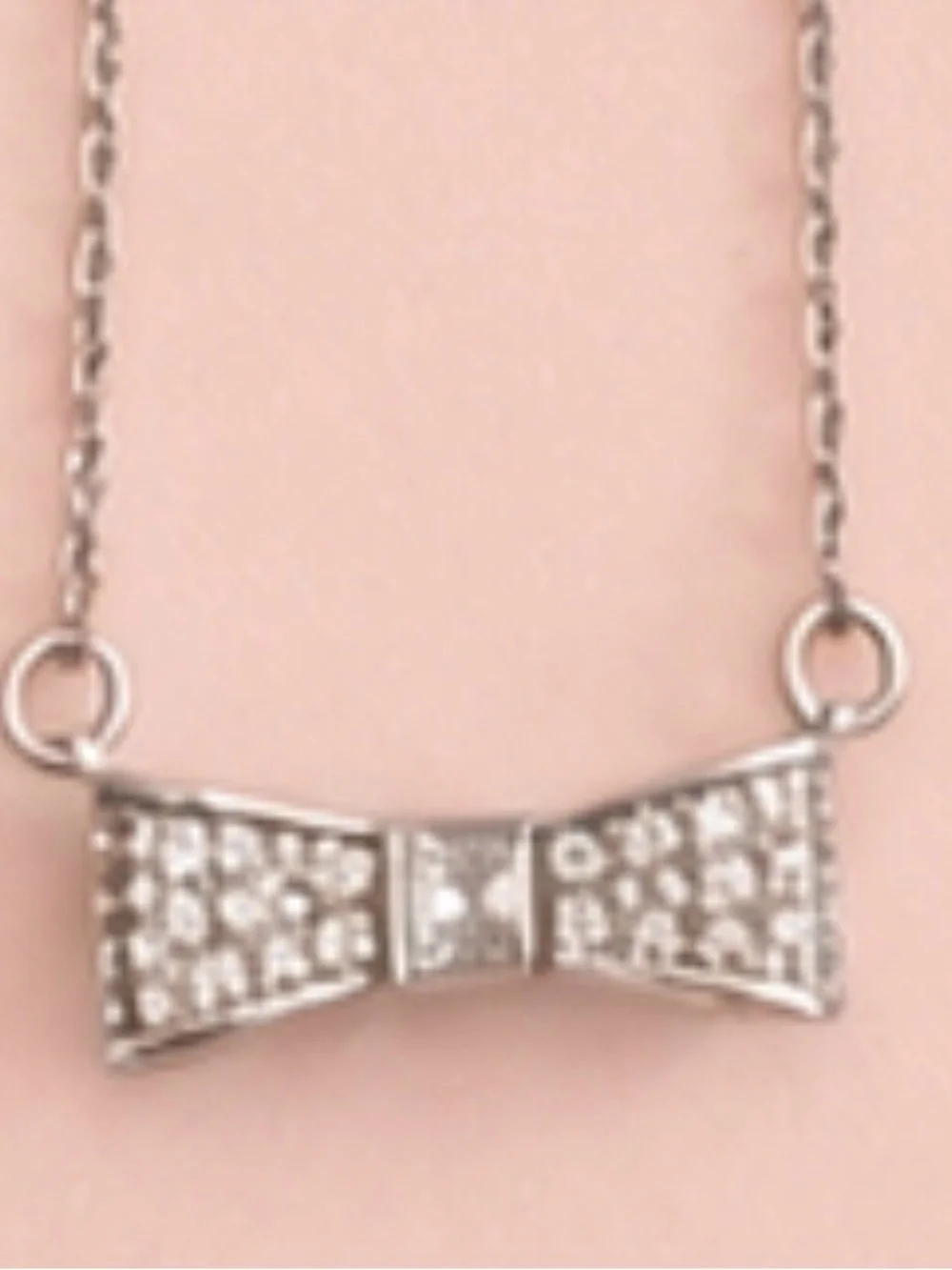 Kate Spade New York Crystal Bow Necklace | Antique Silver Tone